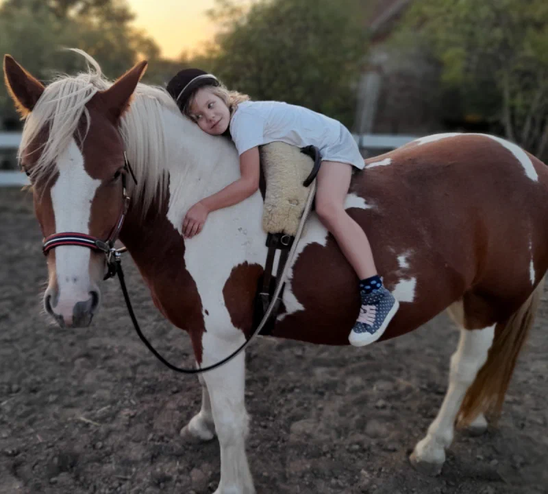 Kind reitet auf einem Pferd – tiergestützte Therapie in der Praxis